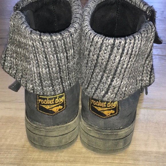 Rocket Dog Boot Size 6 Black With Side Zipper and Knitted Cuff - Picture 4 of 9